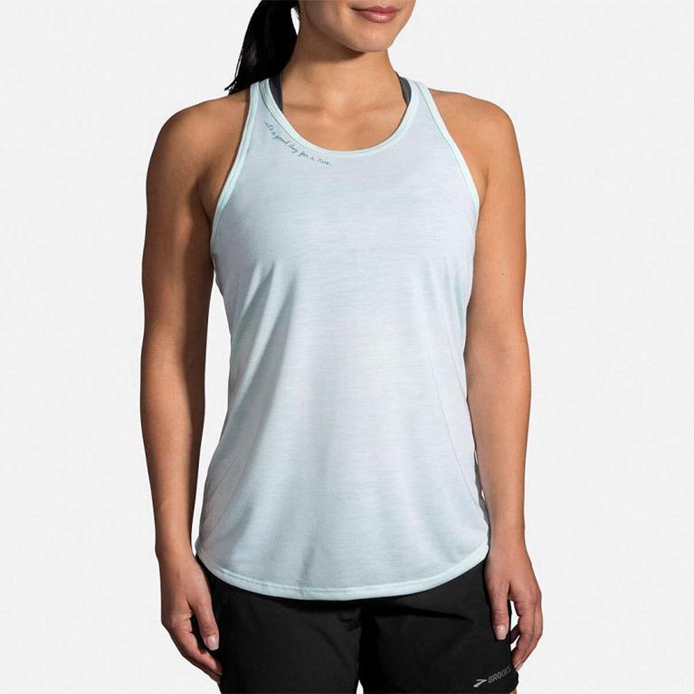 Brooks Distance Graphic Womens Running Tank Top - White - Indonesia (IENJ-14503)